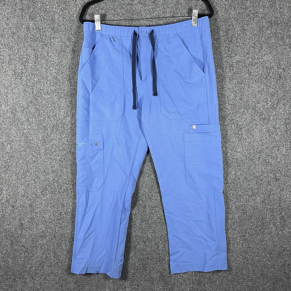 Figs Cairo Cargo Zip Fly Healthcare Scrub Pants Blue TM3001S Mens Size Small